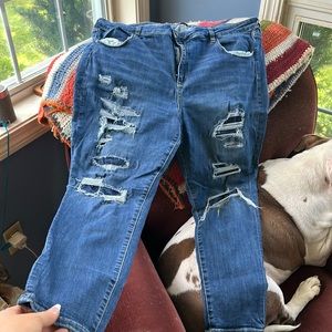 Distressed next level stretch skinny jeans.